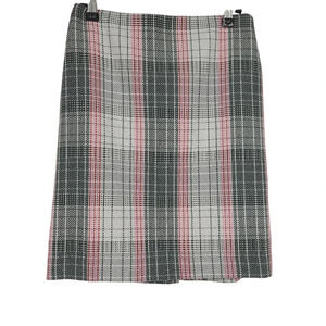 Talbots Straight Pencil Tweed Skirt Wool Gray Plaid Zip Lined Petite